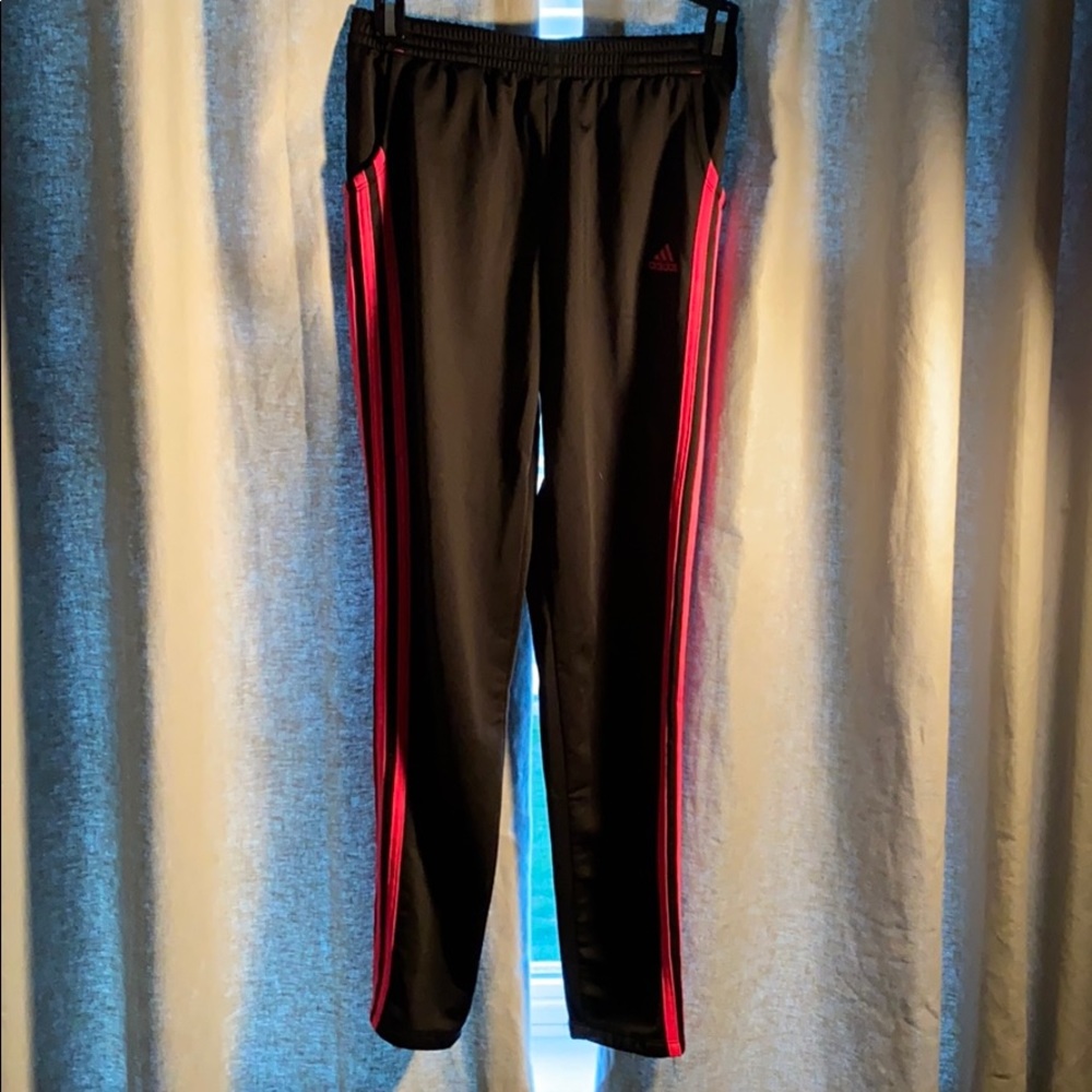 Girls Adidas Athletic Pants Black w/ hot pink L
